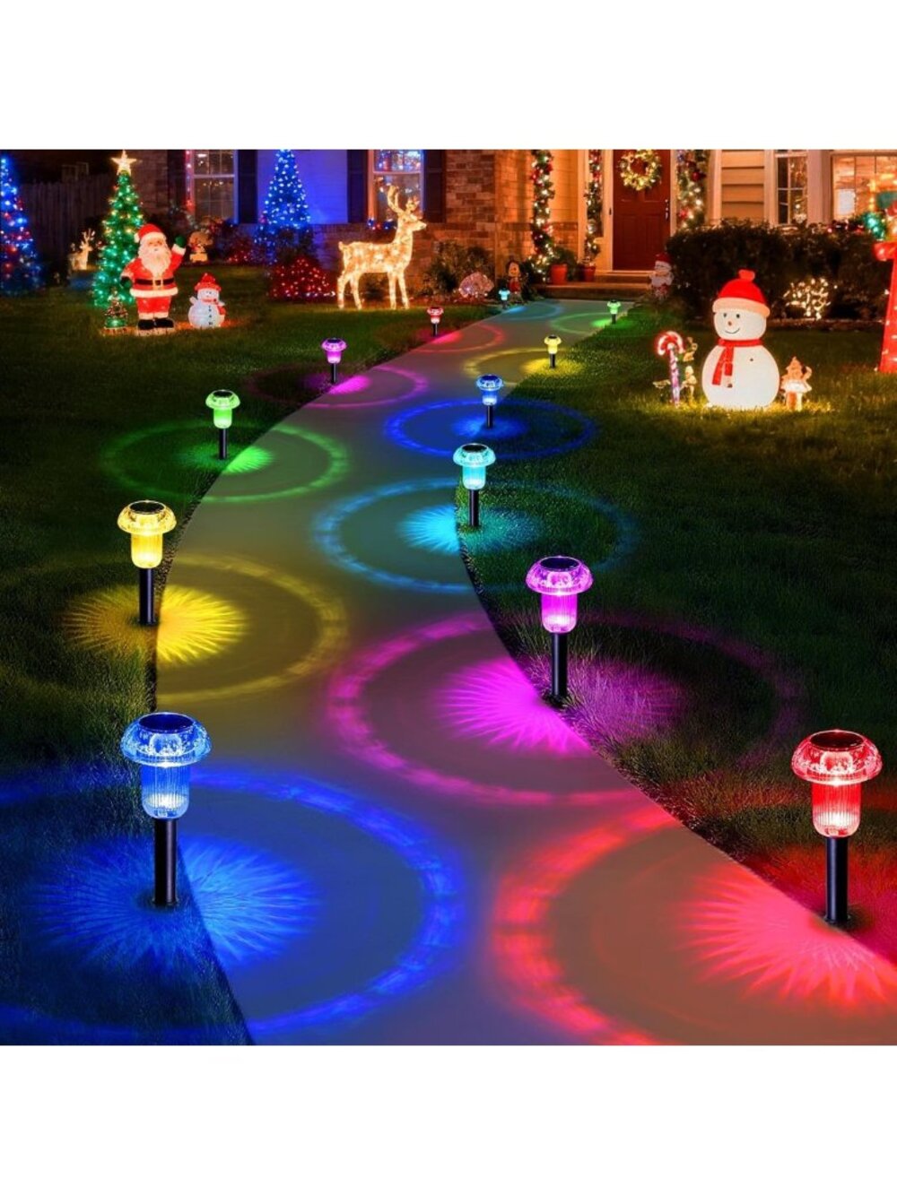 Color Changing LED Solar Christmas Lights - Waterproof Outdoor 8 Pack Decor